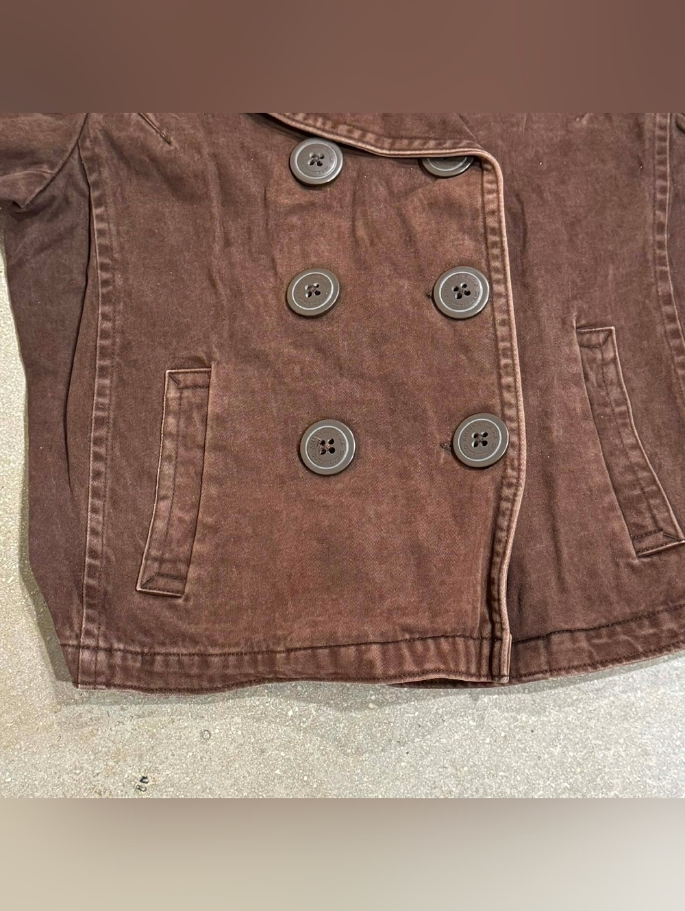 Vintage American Eagle AEO Brown Button Jacket Soft 100% Cotton Women's XL EUC - Picture 3 of 5